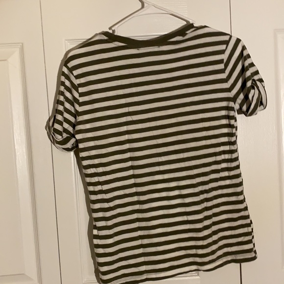 Forever 21 Stripe T-Shirt. (Green and White) - Picture 2 of 3